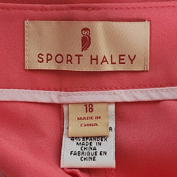 Sport Haley Coral Poly Rayon Span Flat Front 19" Length Golf Short w/Owl Size 18 - Picture 14 of 16